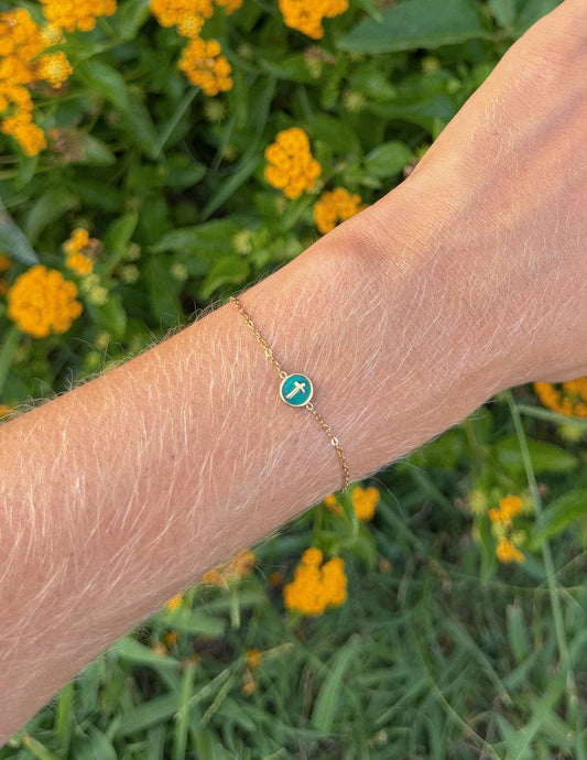 Emerald Agape Cross Link Bracelet