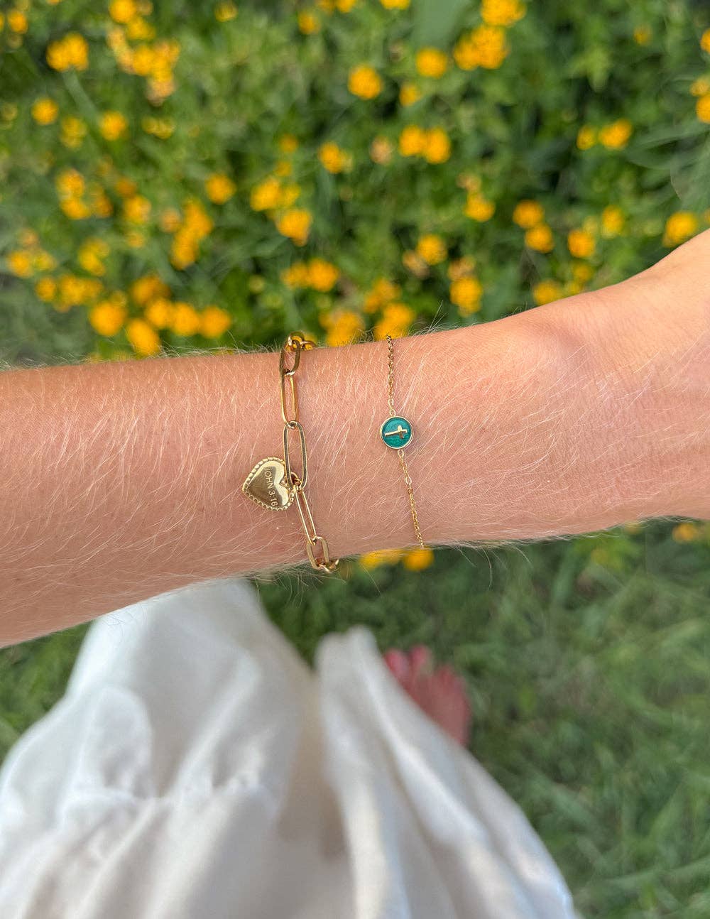 Emerald Agape Cross Link Bracelet
