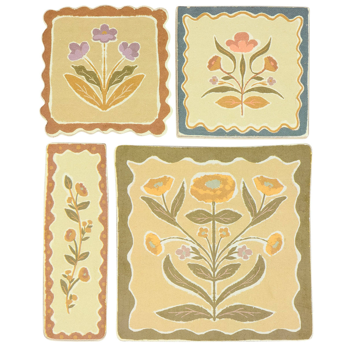 Fall Folk Floral Magnet Set