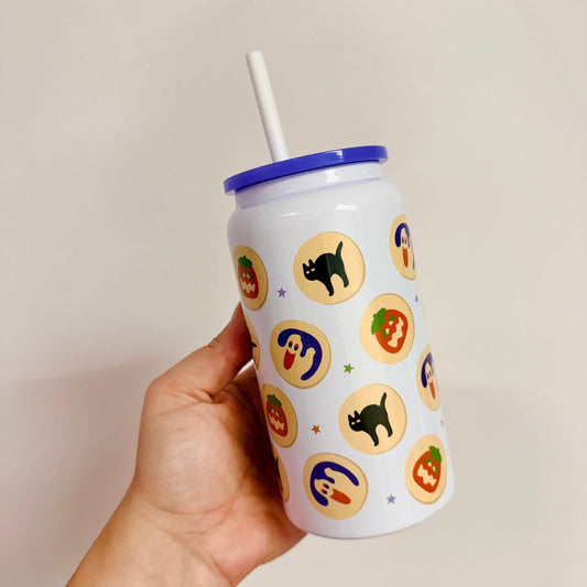 16 oz Stainless Steel Cup, Halloween Sugar Cookies Pattern