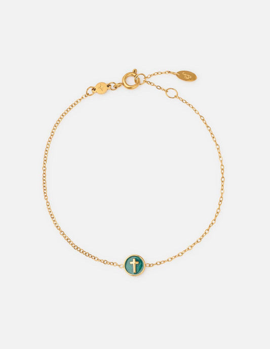 Emerald Agape Cross Link Bracelet