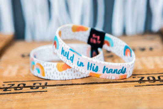 Held in His Hands Rainbow Stretchy Bracelet STANDARD SIZE