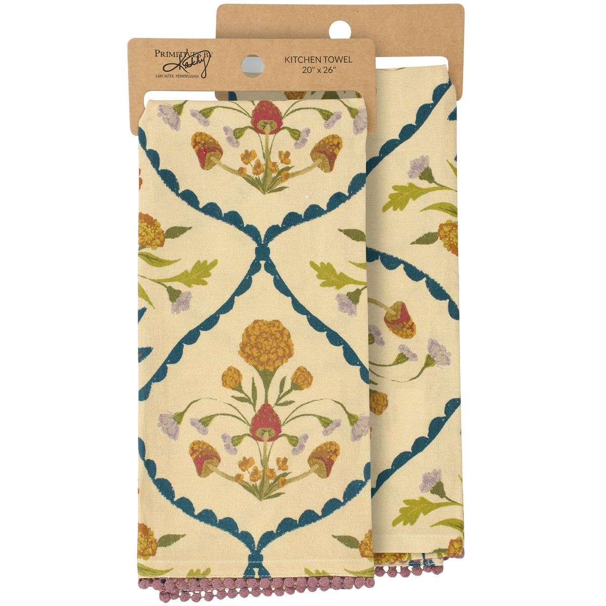 Folk Diamond Floral Kitchen Towel
