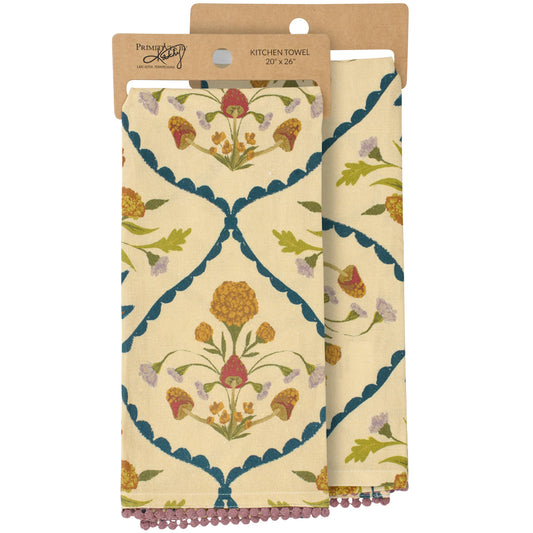 Folk Diamond Floral Kitchen Towel